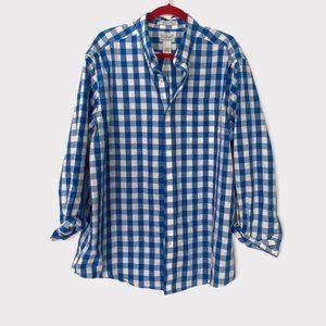 Men’s L.L. Bean wrinkle free traditional fit checkered dress shirt size large l